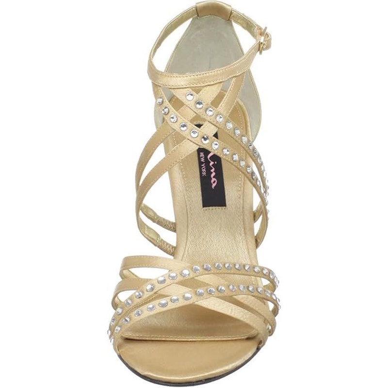Nina Women's Gold Crysten Satin Ankle-Strap Dress Sandal | Size 8m | New In Box — image 2 of 8